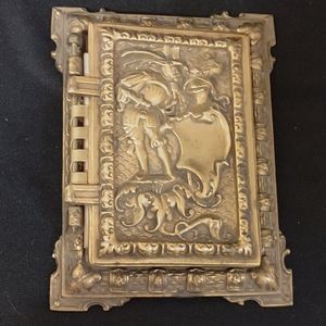 Vintage Solid Brass Polaroid Photo Album With Knight Relief